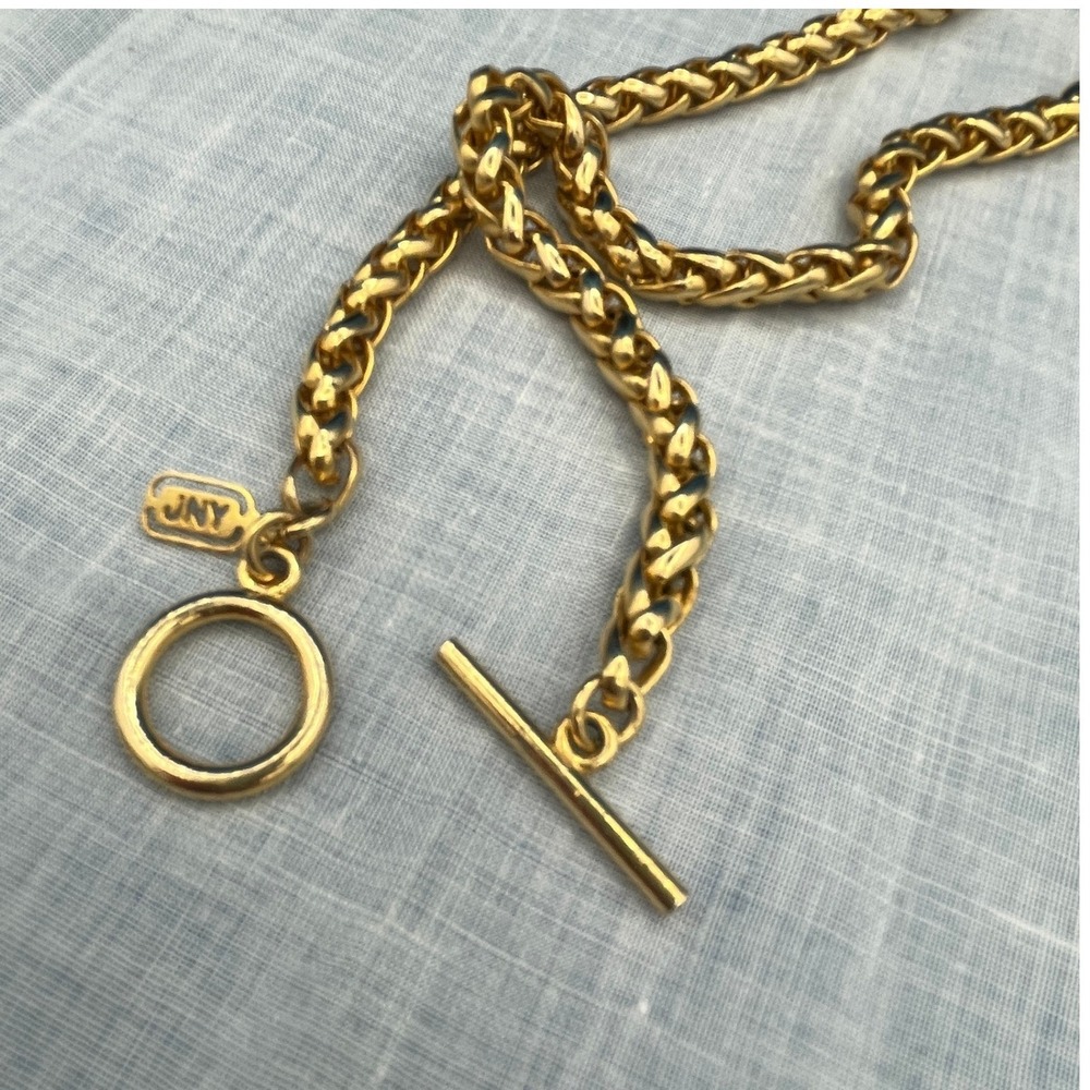 Jones New York Gold Tone Women 17.5" Thick Wheat Chain Toggle Necklace - Picture 2 of 6